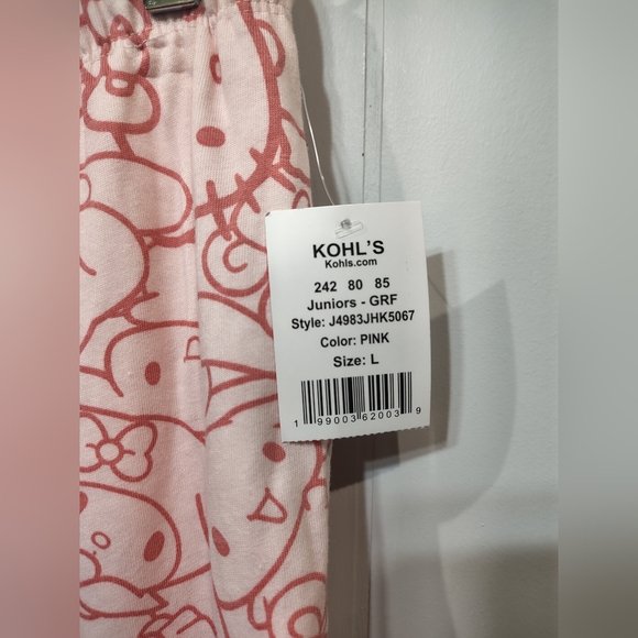 Hello Kitty Pajama Pants Juniors L Pink Sanrio Lounge Sleep Pants NWT - Picture 3 of 6